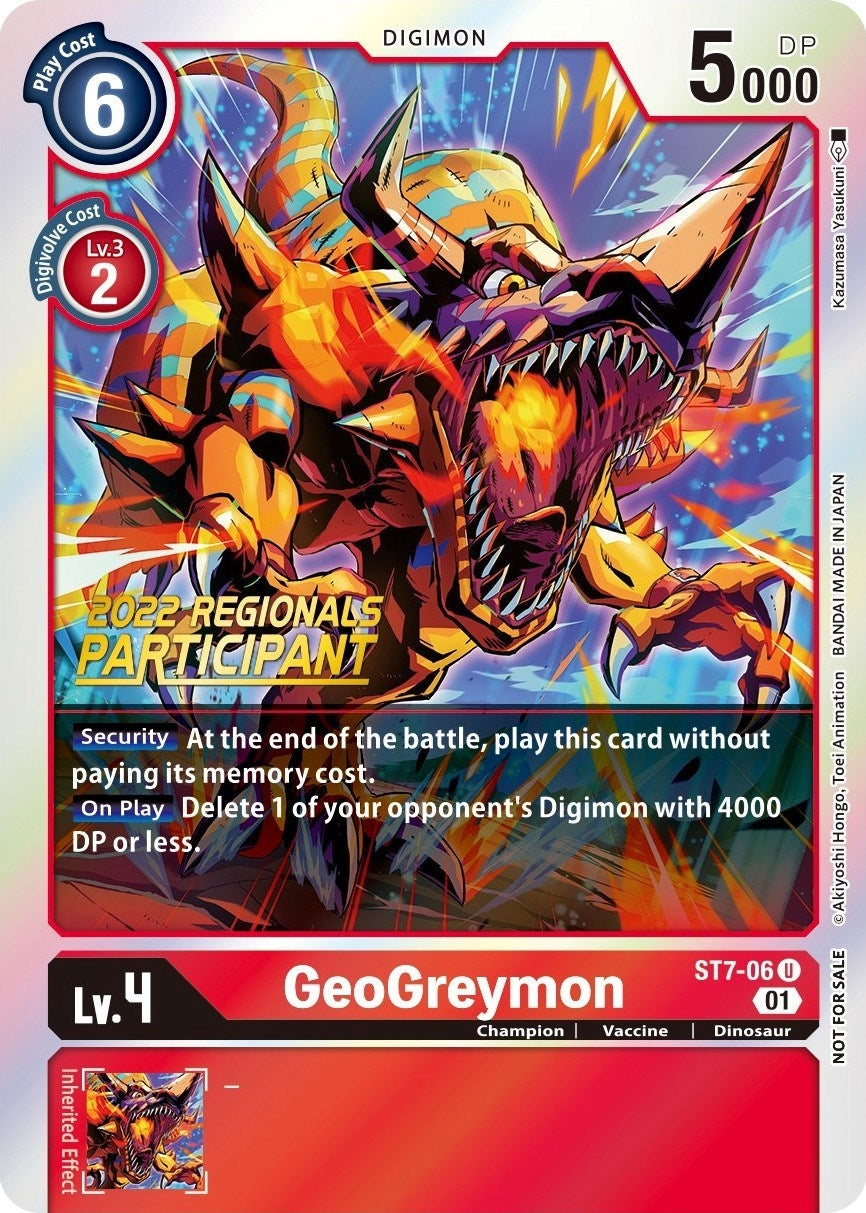 Image for GeoGreymon (2022 Championship Offline Regional) [Online Participant] (ST7-06 U) (ST-7) - Digimon Card Game