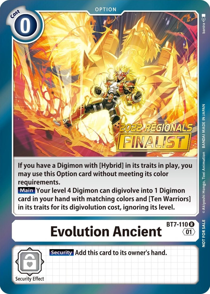 Image for Evolution Ancient (2022 Championship Offline Regional) [Online Finalist] (BT7-110 R) (BT07) - Digimon Card Game