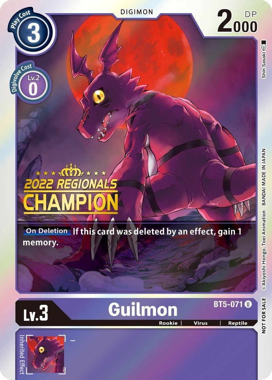 Image for Guilmon (2022 Championship Offline Regional) [Online Champion] (BT5-071 U) (BT05) - Digimon Card Game