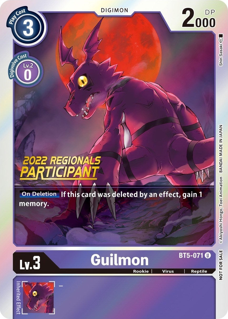 Image for Guilmon (2022 Championship Offline Regional) [Online Participant] (BT5-071 U) (BT05) - Digimon Card Game