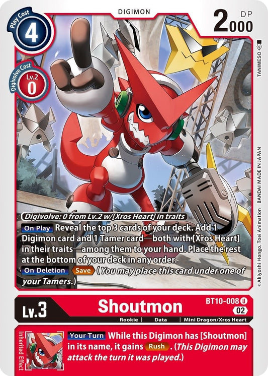 Image for Shoutmon (BT10-008 U) (BT10) - Digimon Card Game