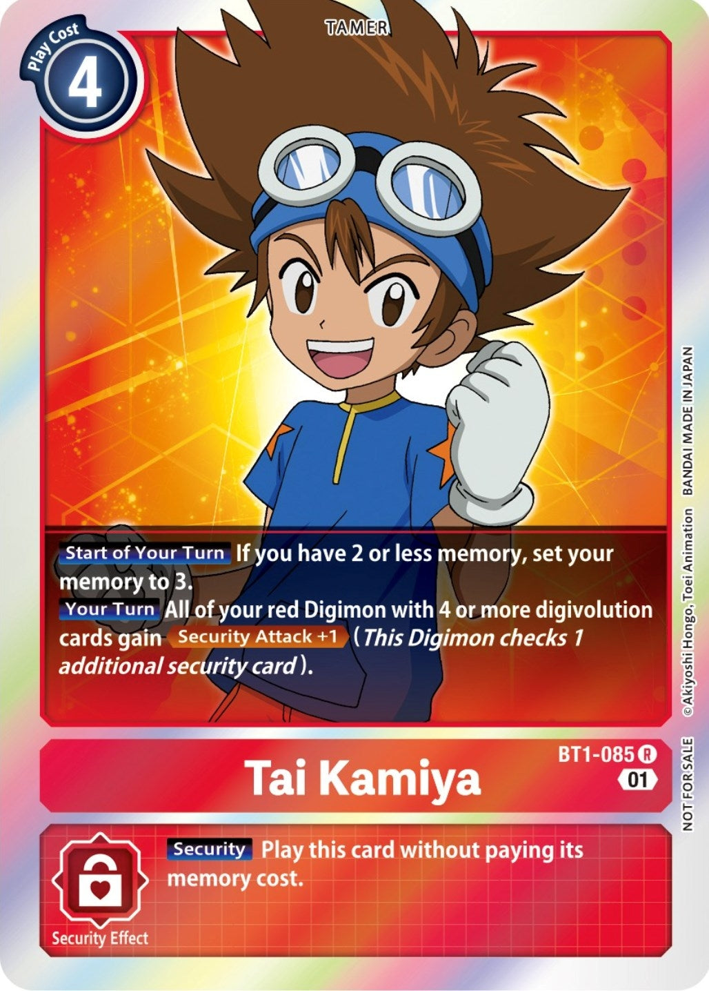 Image for Tai Kamiya - BT1-085 (ST-11 Special Entry Pack) (BT1-085 R) (BT01-03A) - Digimon Card Game