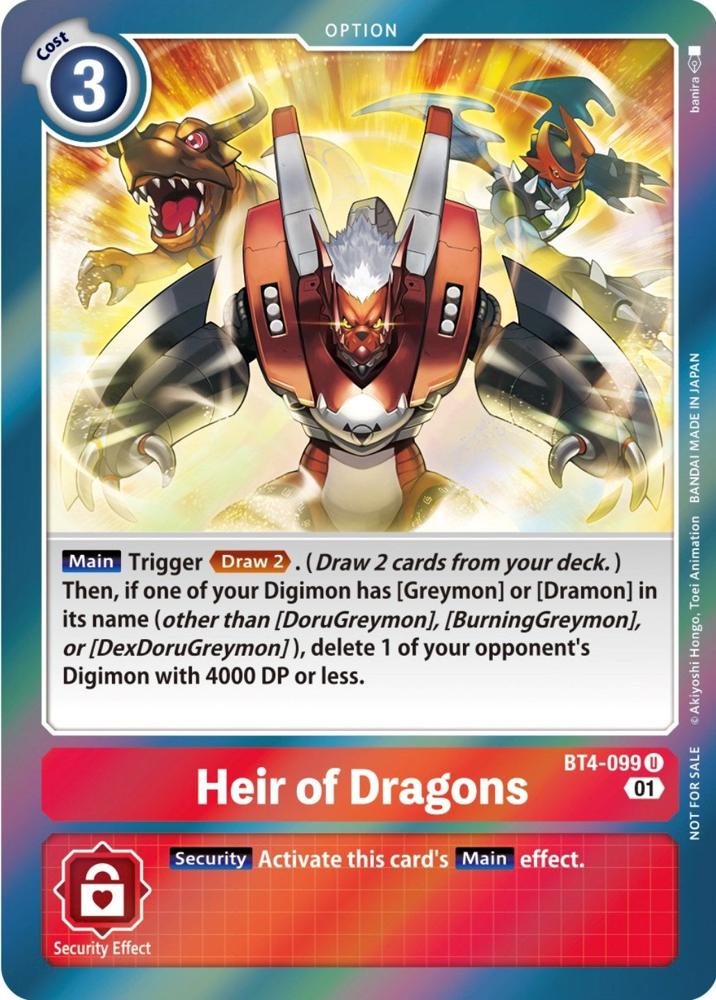 Image for Heir of Dragons (ST-11 Special Entry Pack) (BT4-099 U) (BT04) - Digimon Card Game