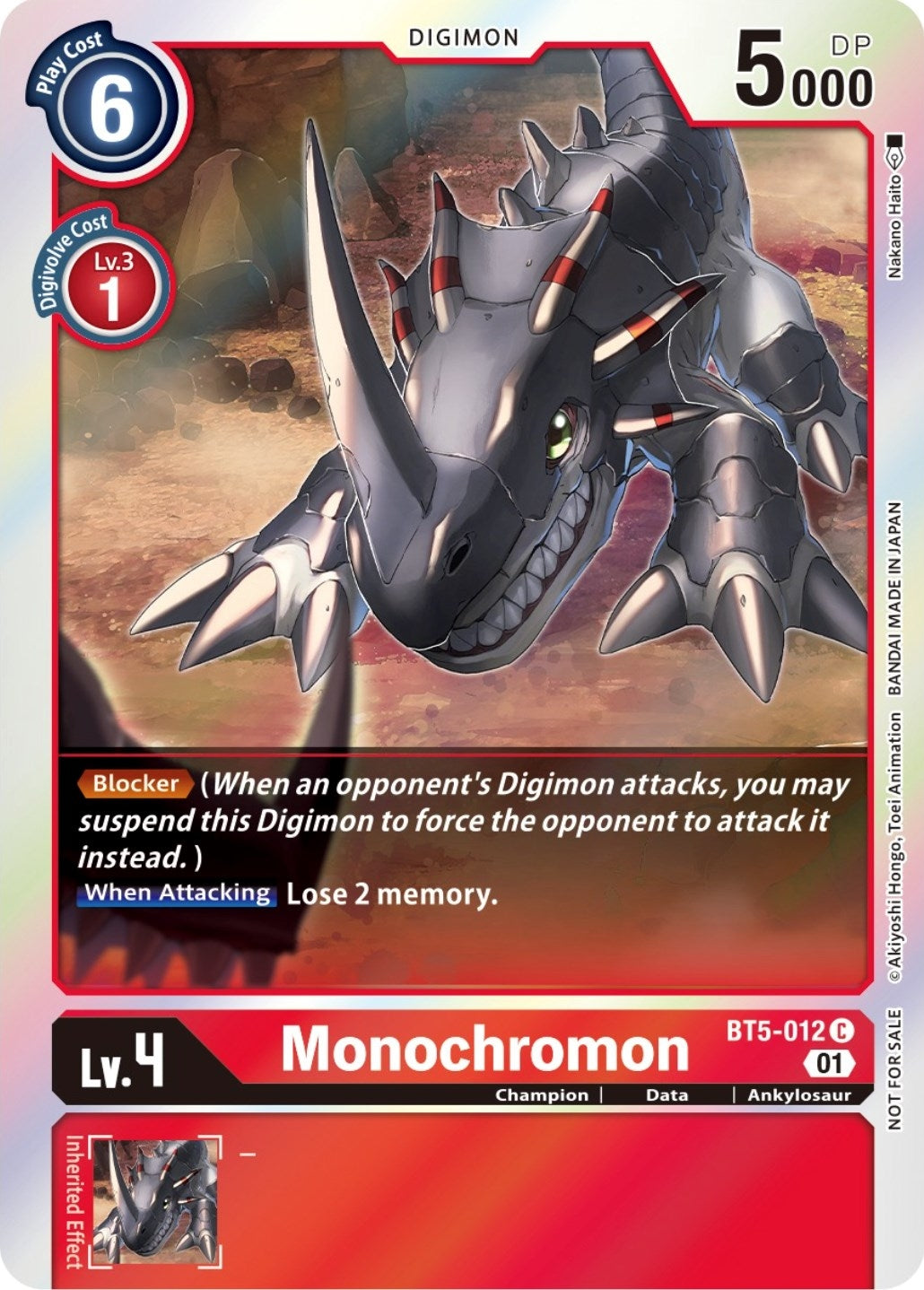 Image for Monochromon (ST-11 Special Entry Pack) (BT5-012 C) (BT05) - Digimon Card Game