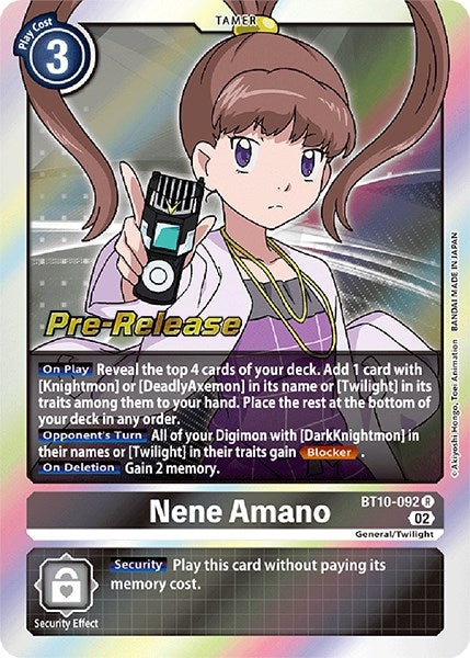 Image for Nene Amano (BT10-092 R) (BT10_PR) - Digimon Card Game