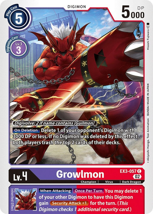 Image for Growlmon (EX3-057 C) (EX03) - Digimon Card Game