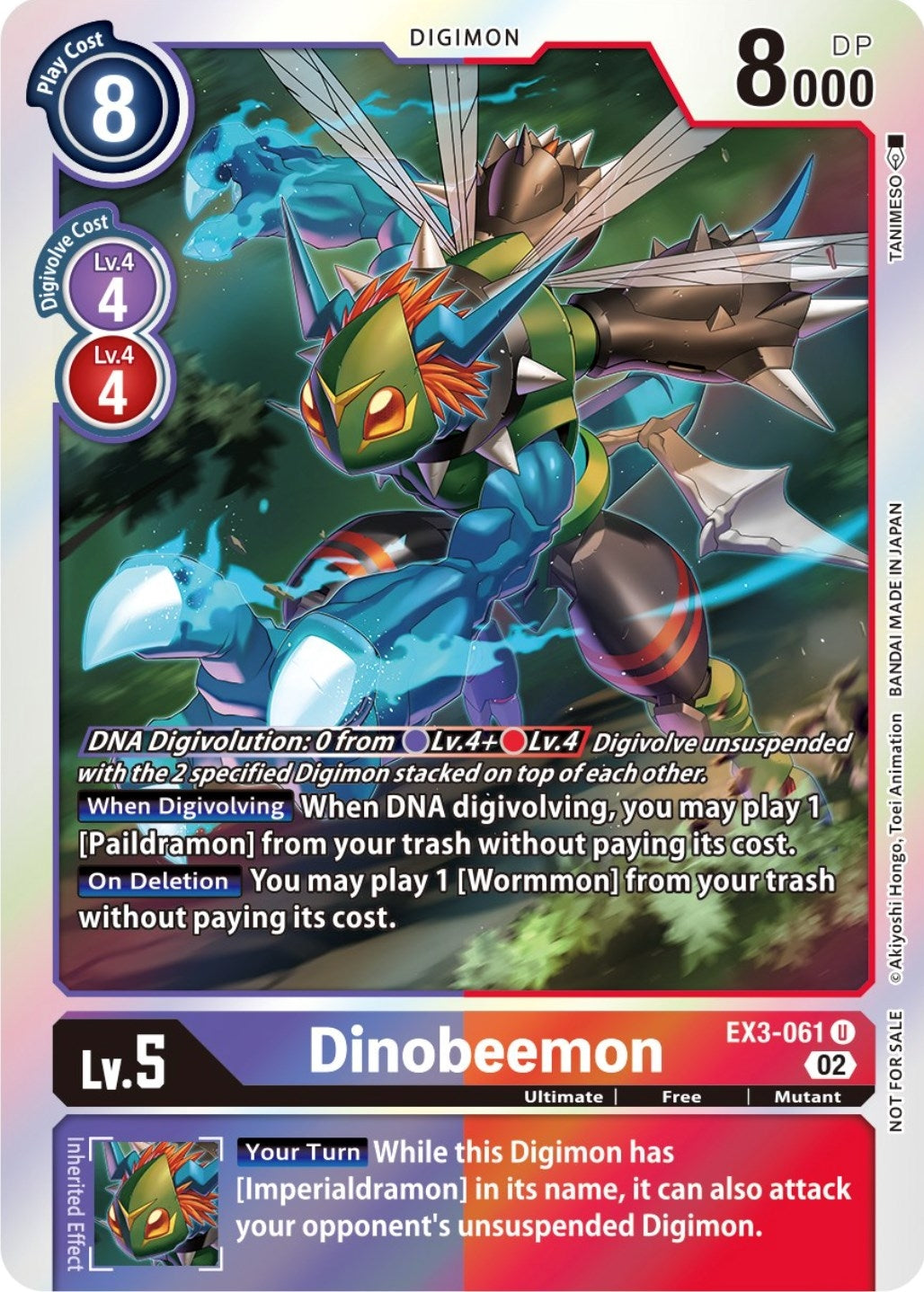 Image for Dinobeemon (Box Topper) (EX3-061 U) (EX03) - Digimon Card Game