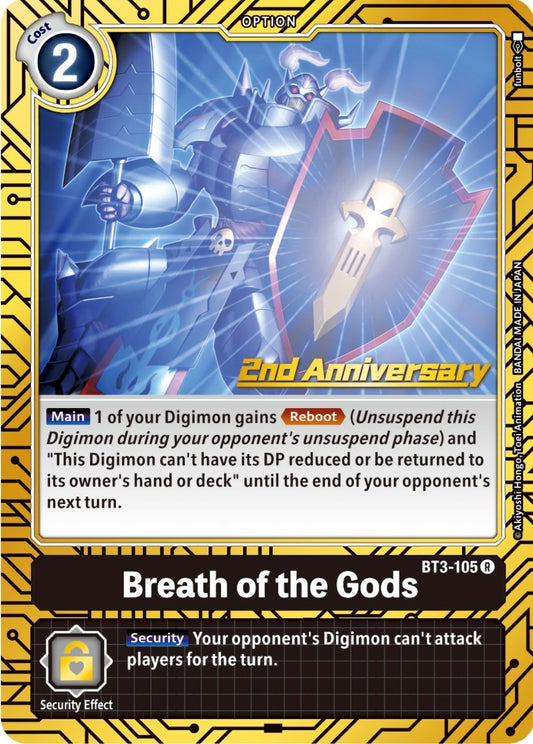Image for Breath of the Gods (2nd Anniversary Card Set) (BT3-105 R) (BT01-03A) - Digimon Card Game