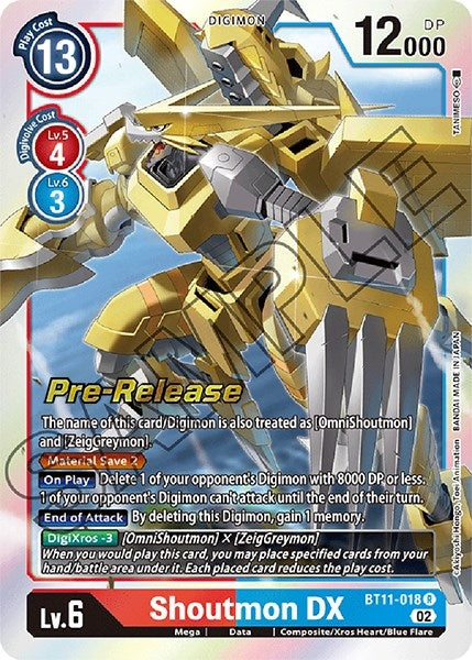 Image for Shoutmon DX (BT11-018 R) (BT11_PR) - Digimon Card Game