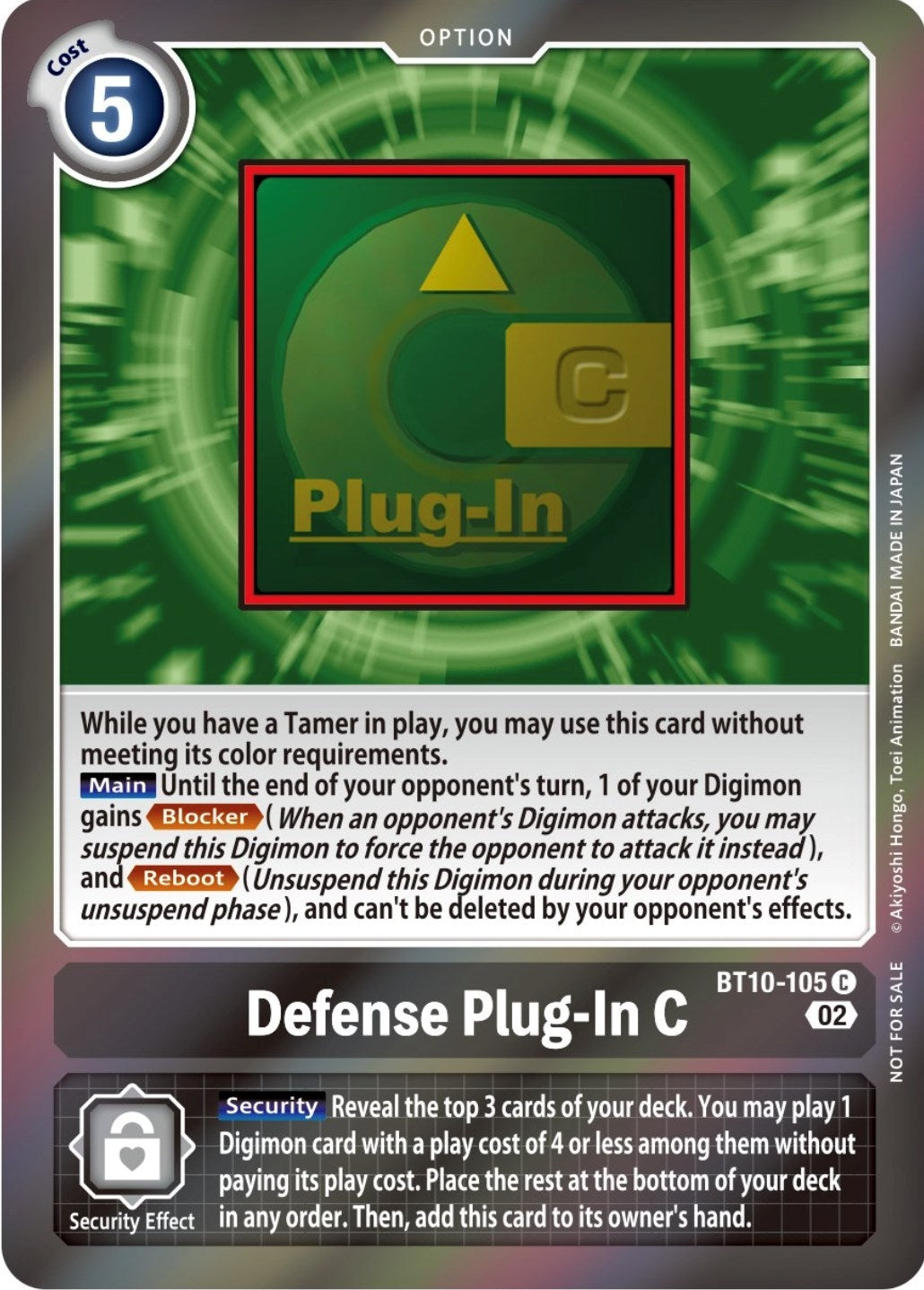 Image for Defense Plug-In C (Event Pack 4) (BT10-105 C) (BT10) - Digimon Card Game