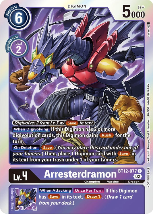 Image for Arresterdramon (Box Topper) (BT12-077 U) (BT12) - Digimon Card Game