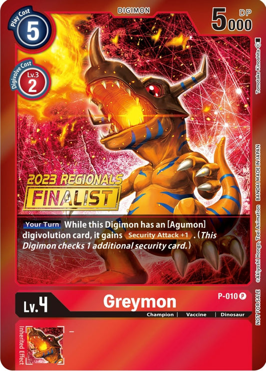Image for Greymon - P-010 (2023 Regionals Finalist) (P-010 P) (D-PR) - Digimon Card Game