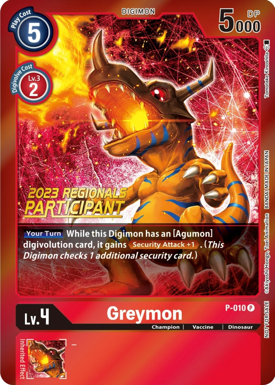Image for Greymon - P-010 (2023 Regionals Participant) (P-010 P) (D-PR) - Digimon Card Game