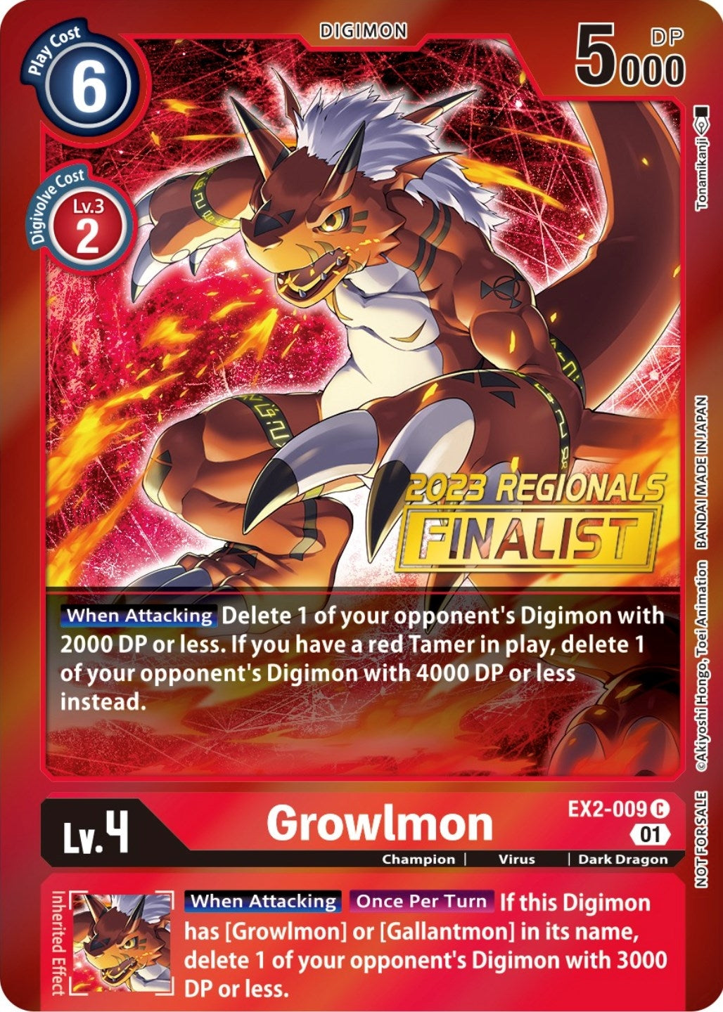 Image for Growlmon (2023 Regionals Finalist) (EX2-009 C) (EX02) - Digimon Card Game