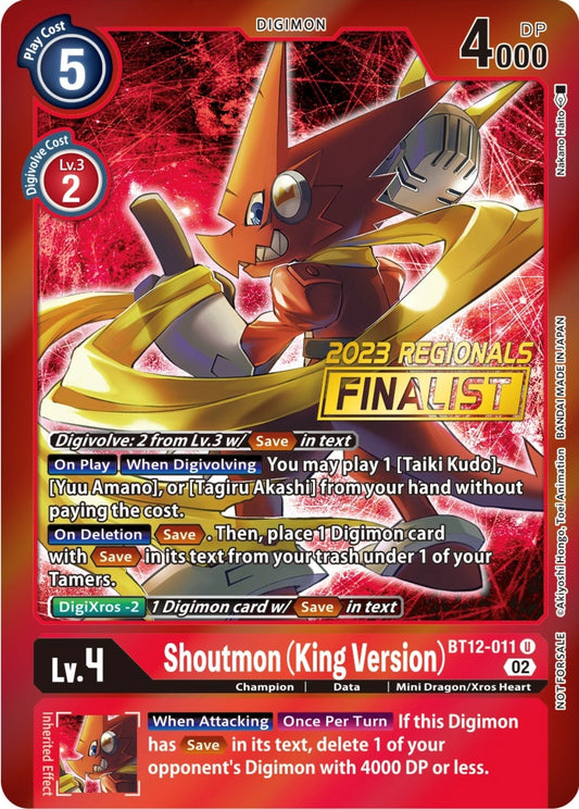 Image for Shoutmon (King Version) (2023 Regionals Finalist) (BT12-011 U) (BT12) - Digimon Card Game
