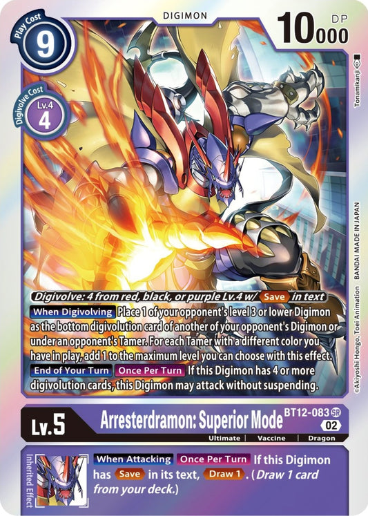 Image for Arresterdramon: Superior Mode (BT12-083 SR) (BT12) - Digimon Card Game