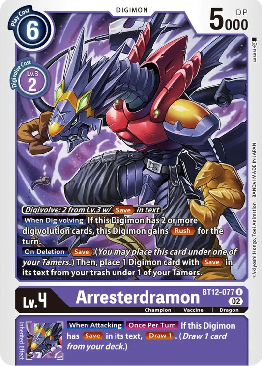 Image for Arresterdramon (BT12-077 U) (BT12) - Digimon Card Game