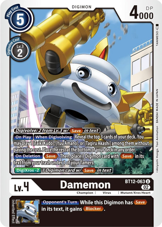 Image for Damemon (BT12-063 U) (BT12) - Digimon Card Game