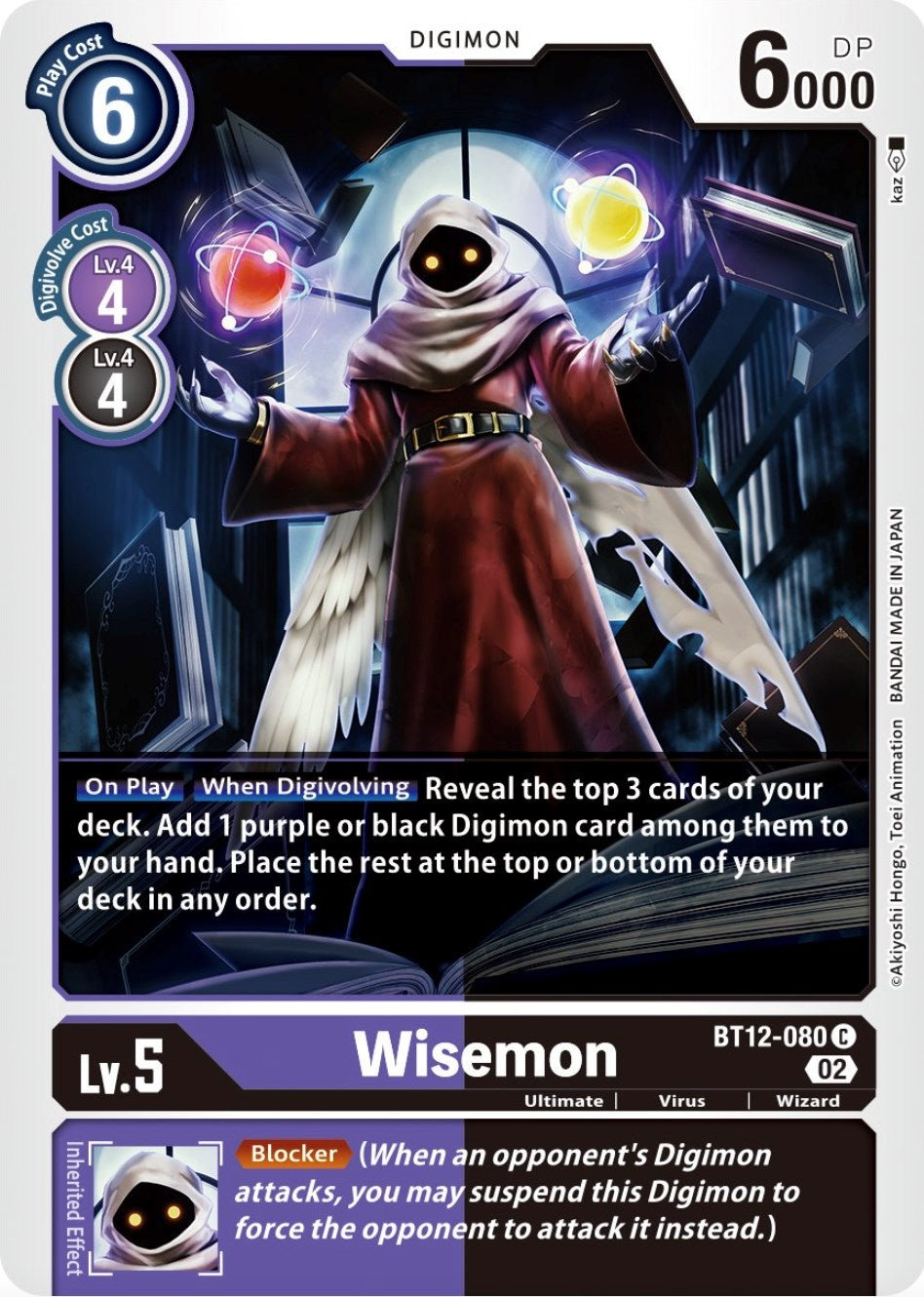 Image for Wisemon (BT12-080 C) (BT12) - Digimon Card Game