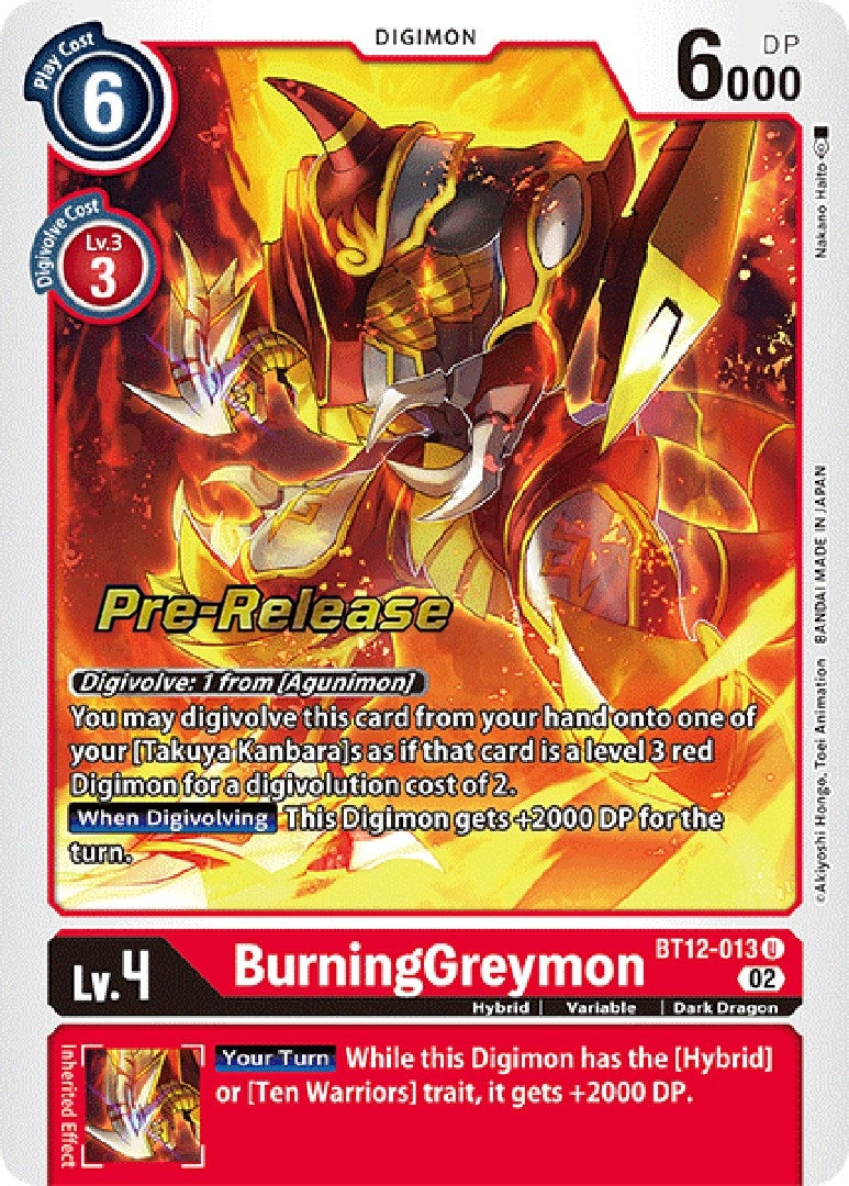 Image for BurningGreymon (BT12-013 U) (BT12_PR) - Digimon Card Game