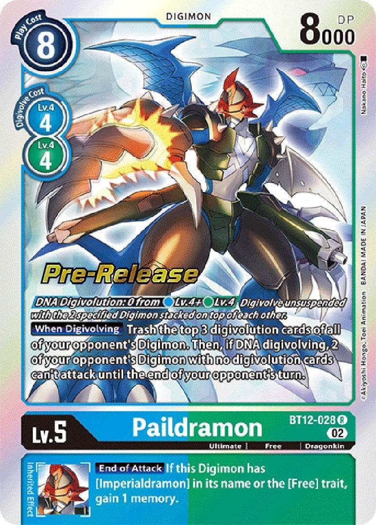 Image for Paildramon (BT12-028 R) (BT12_PR) - Digimon Card Game