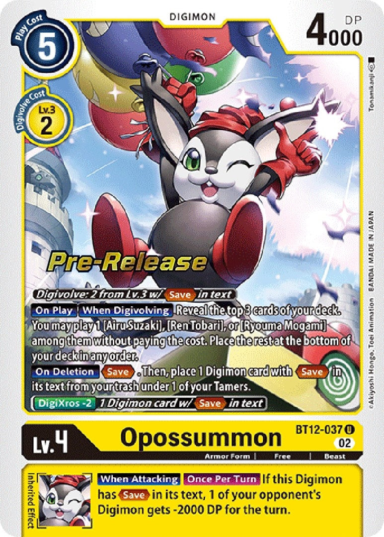 Image for Opossummon (BT12-037 U) (BT12_PR) - Digimon Card Game