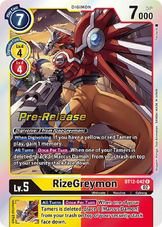 Image for RizeGreymon (BT12-042 R) (BT12_PR) - Digimon Card Game