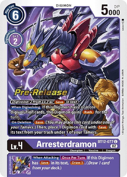 Image for Arresterdramon (BT12-077 U) (BT12_PR) - Digimon Card Game