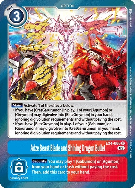 Image for Adze Beast Blade and Shining Dragon Bullet (Alternate Art) (EX4-066 U) (EX04) - Digimon Card Game