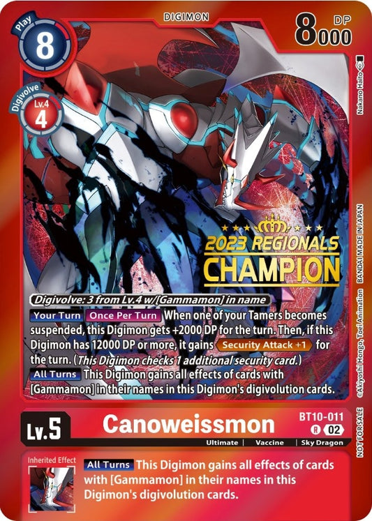 Image for Canoweissmon (2023 Regionals Champion) (BT10-011 R) (BT10) - Digimon Card Game
