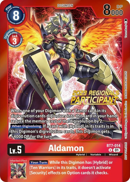Image for Aldamon (2023 Regionals Participant) (BT7-014 U) (BT07) - Digimon Card Game