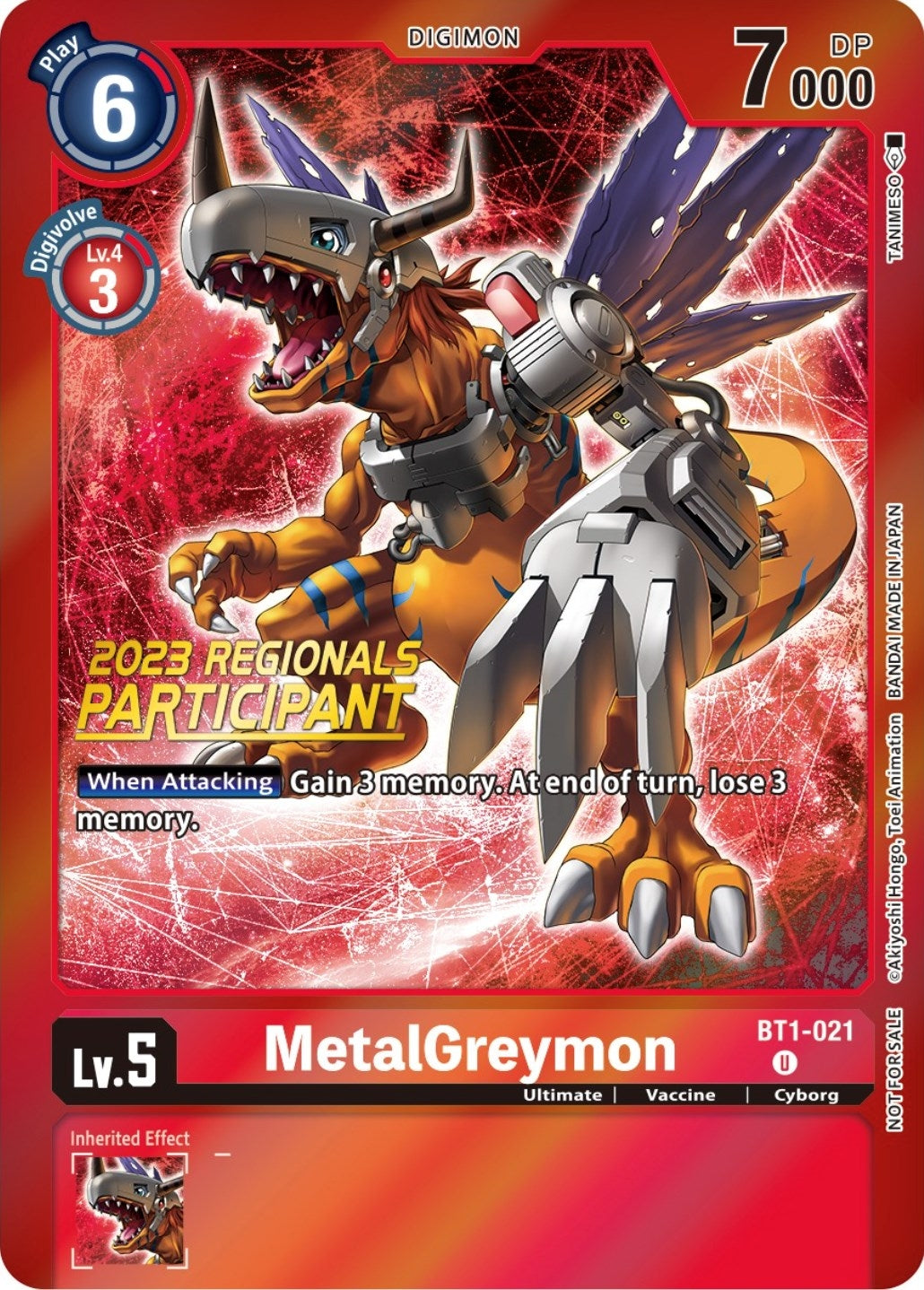 Image for MetalGreymon - BT1-021 (2023 Regionals Participant) (BT1-021 U) (BT01-03A) - Digimon Card Game