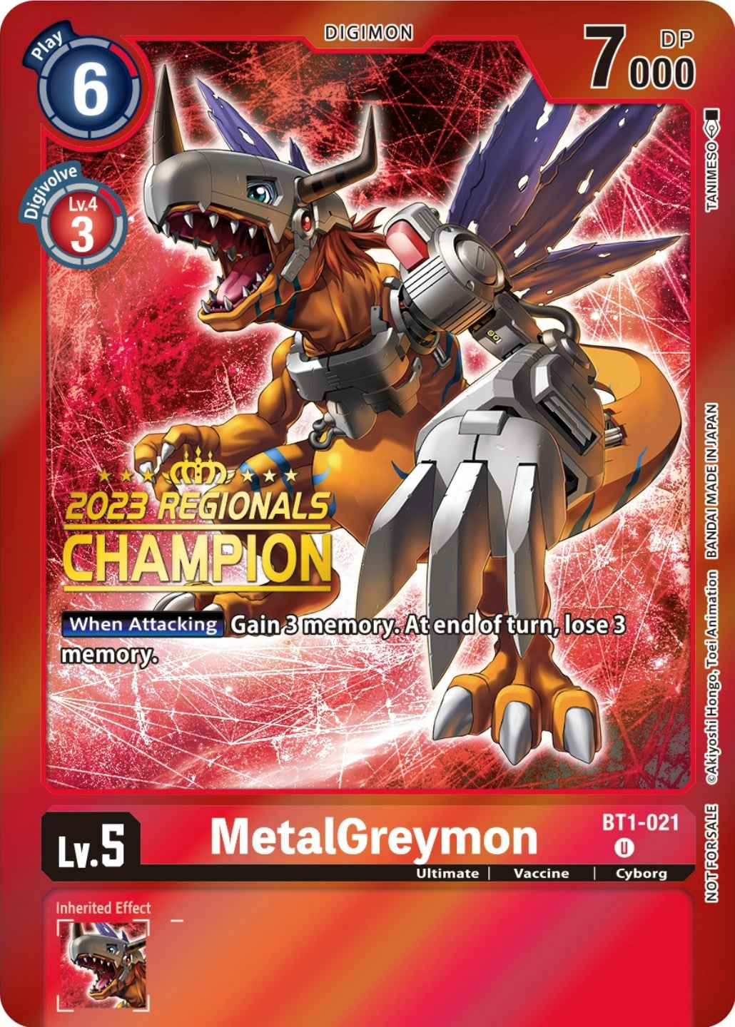 Image for MetalGreymon - BT1-021 (2023 Regionals Champion) (BT1-021 U) (BT01-03A) - Digimon Card Game
