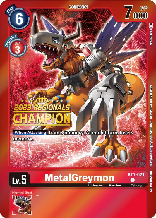 Image for MetalGreymon - BT1-021 (2023 Regionals Champion) (BT1-021 U) (BT01-03A) - Digimon Card Game