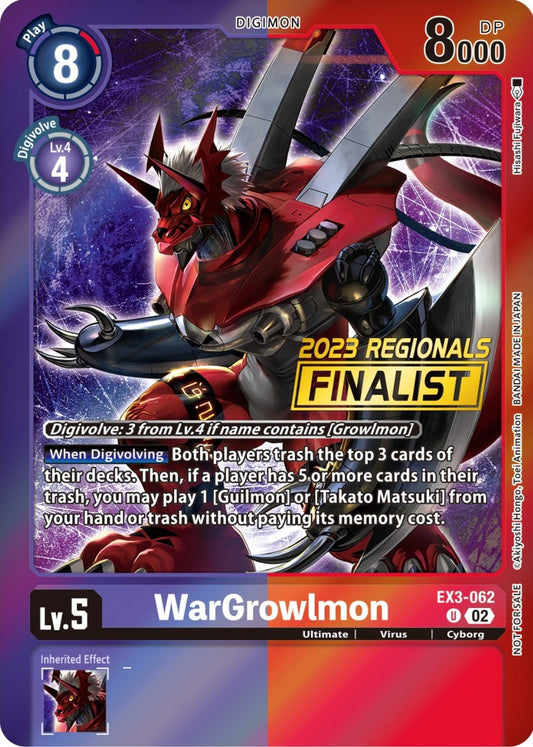 Image for WarGrowlmon (2023 Regionals Finalist) (EX3-062 U) (EX03) - Digimon Card Game