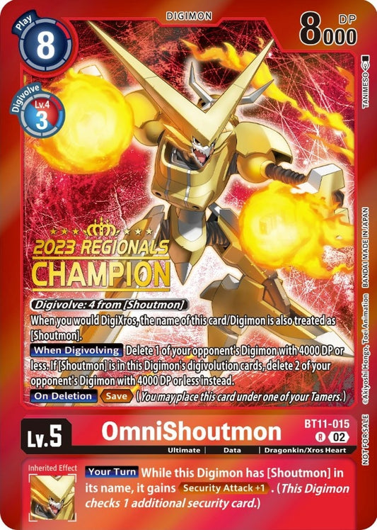 Image for OmniShoutmon (2023 Regionals Champion) (BT11-015 R) (BT11) - Digimon Card Game