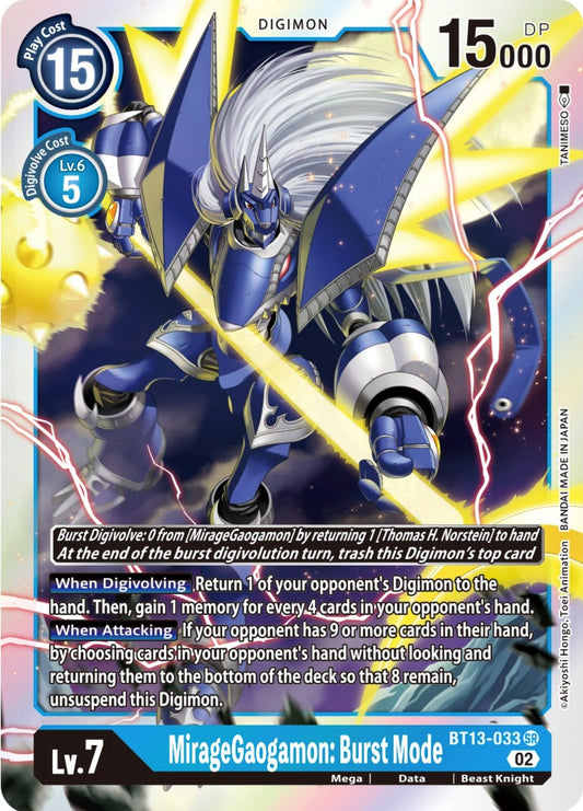 Image for MirageGaogamon: Burst Mode (BT13-033 SR) (BT13) - Digimon Card Game