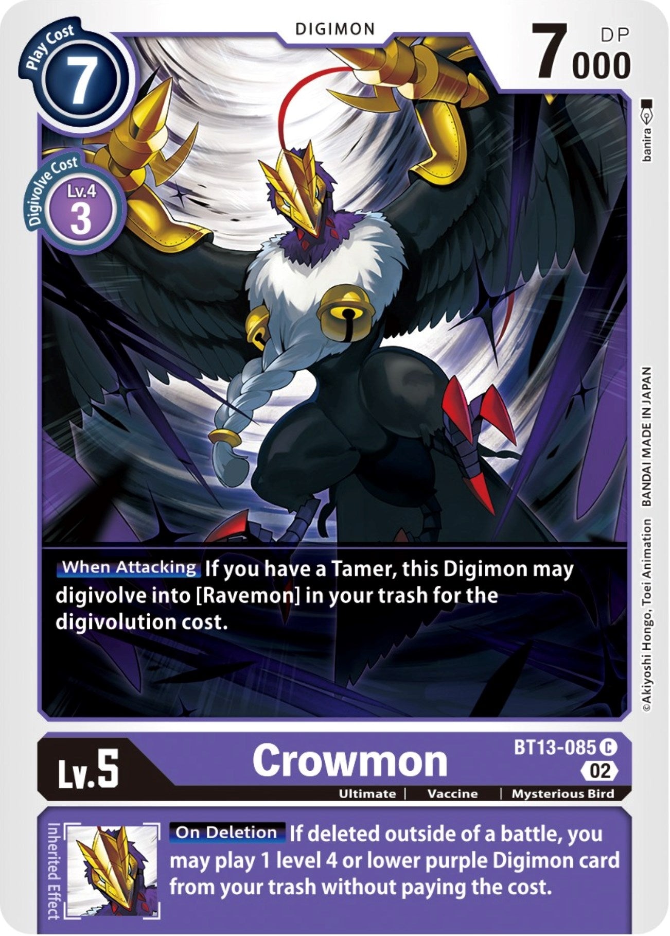 Image for Crowmon (BT13-085 C) (BT13) - Digimon Card Game