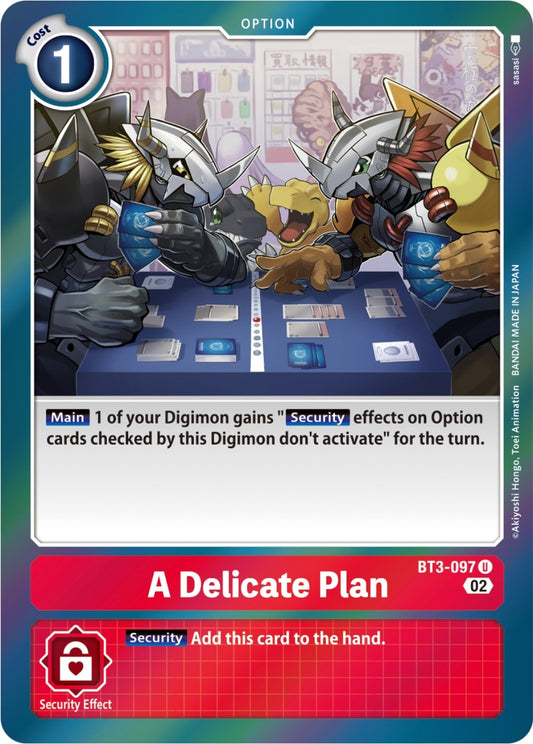 Image for A Delicate Plan (Resurgence Booster Reprint) (BT3-097 U) (RB-01) - Digimon Card Game