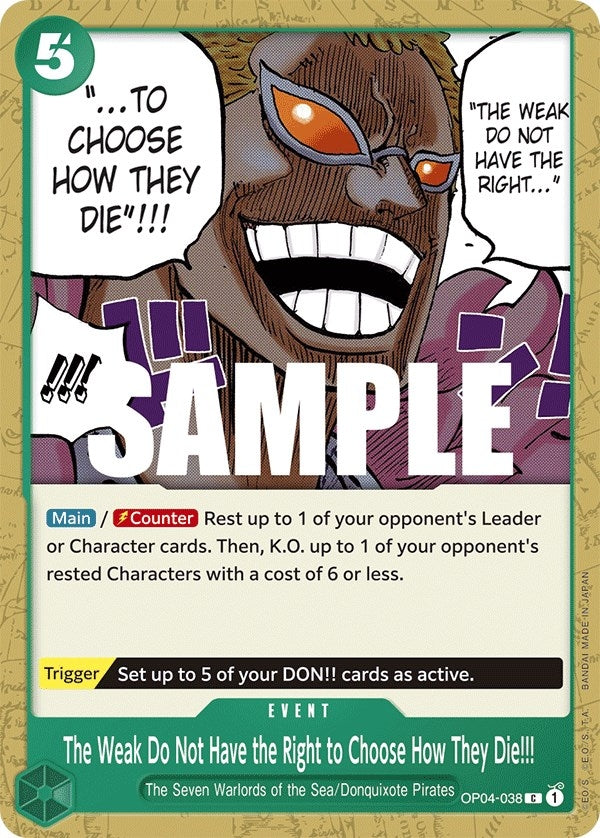 Image for The Weak Do Not Have the Right to Choose How They Die!!! (OP04-038) (OP04) - One Piece Card Game