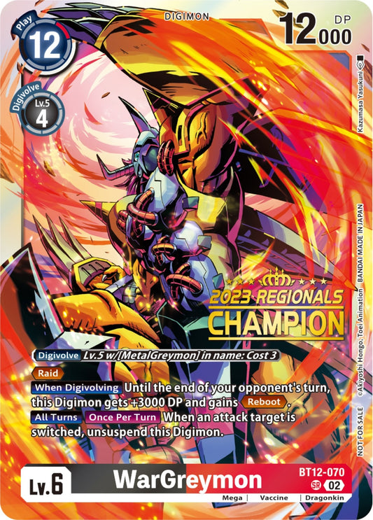 Image for WarGreymon (2023 Regionals Champion) (BT12-070 SR) (BT12) - Digimon Card Game