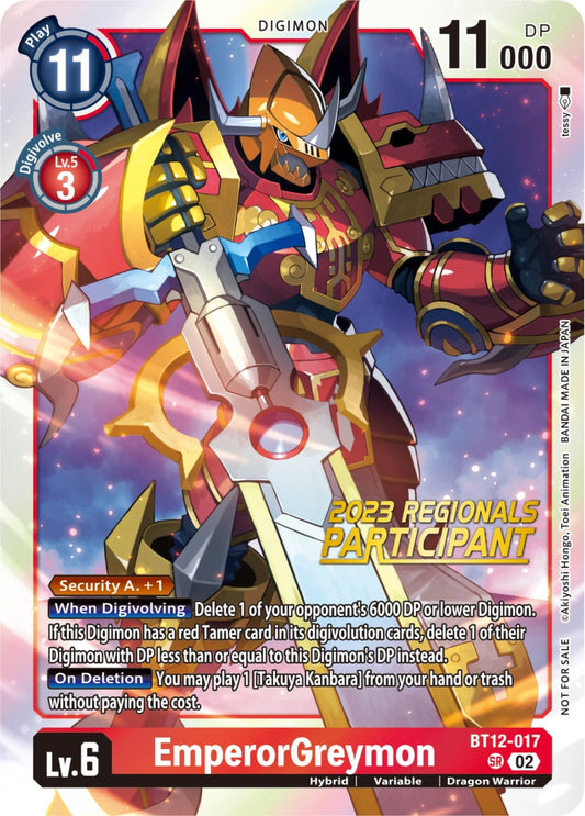 Image for EmperorGreymon (2023 Regionals Participant) (BT12-017 SR) (BT12) - Digimon Card Game