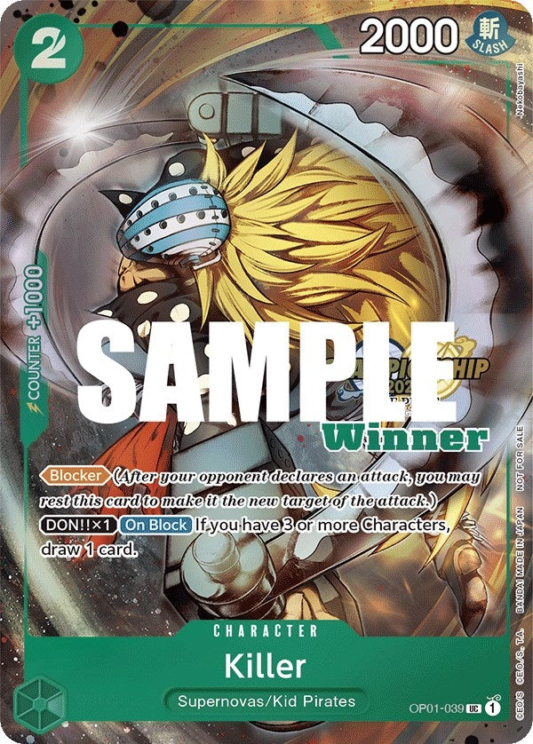 Image for Killer (CS 2023 Top Players Pack) [Winner] (OP01-039) (OP-PR) - One Piece Card Game