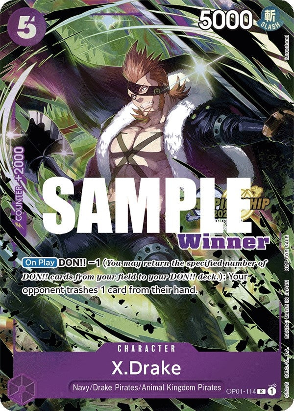 Image for X.Drake (CS 2023 Top Players Pack) [Winner] (OP01-114) (OP-PR) - One Piece Card Game