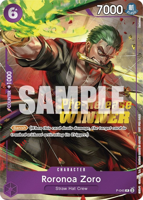 Image for Roronoa Zoro (OP-06 Pre-Release Tournament) [Winner] (P-045) (OP-PR) - One Piece Card Game