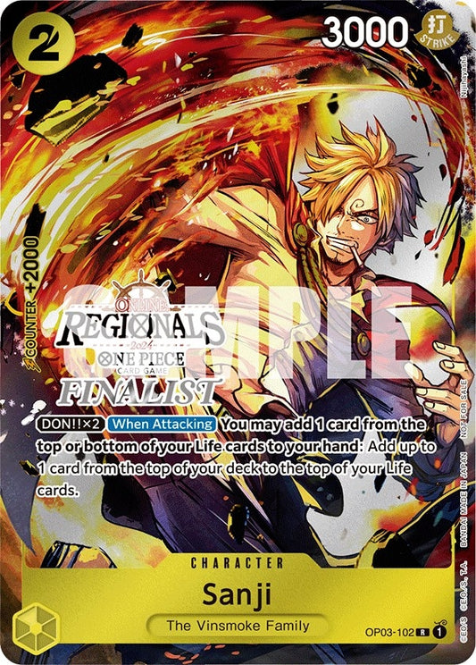 Image for Sanji (Online Regional 2024) [Finalist] (OP03-102) (OP-PR) - One Piece Card Game