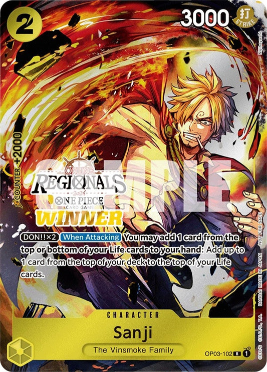 Image for Sanji (Online Regional 2024) [Winner] (OP03-102) (OP-PR) - One Piece Card Game