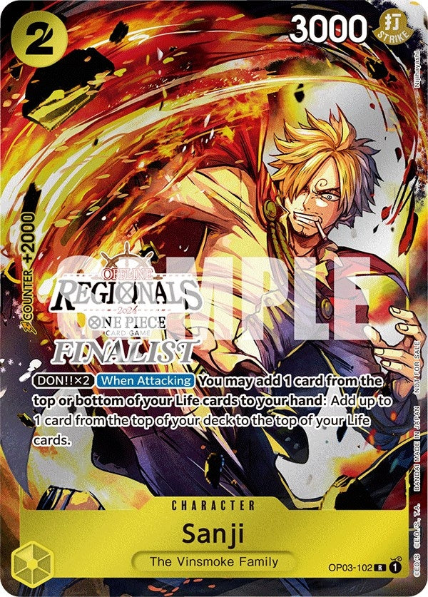 Image for Sanji (Offline Regional 2024) [Finalist] (OP03-102) (OP-PR) - One Piece Card Game