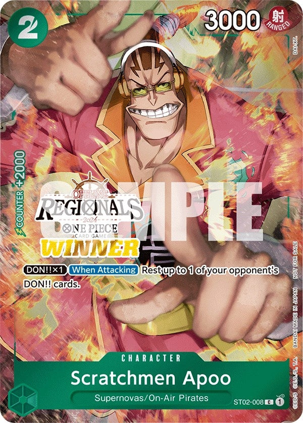 Image for Scratchmen Apoo (Offline Regional 2024) [Winner] (ST02-008) (OP-PR) - One Piece Card Game