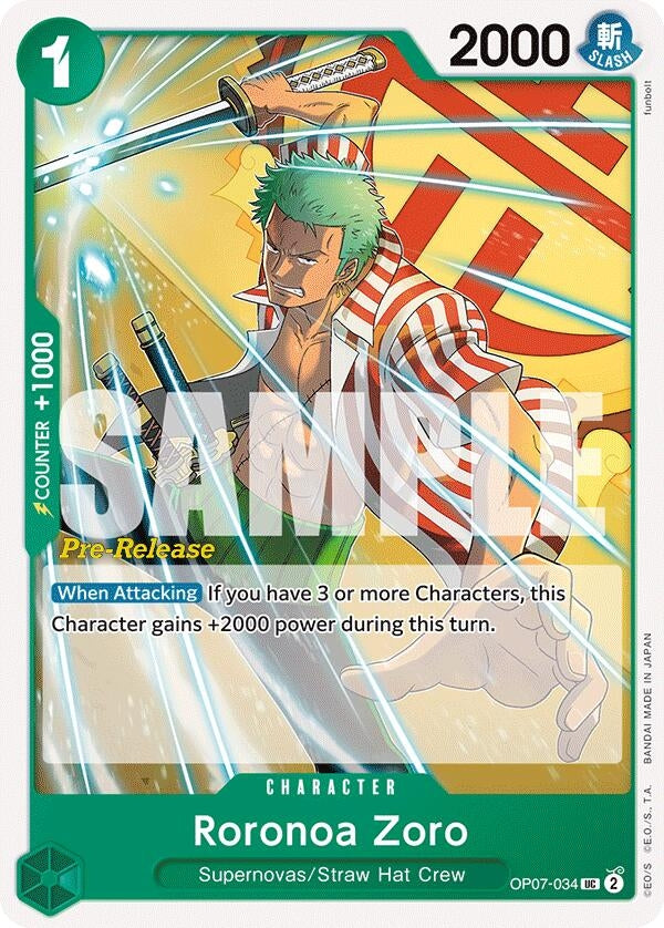 Image for Roronoa Zoro (034) (OP07-034) (OP07 PRE) - One Piece Card Game